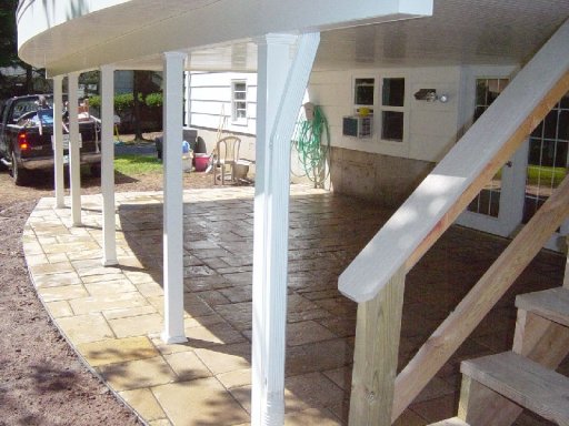 Natural stone Patio beneath porch