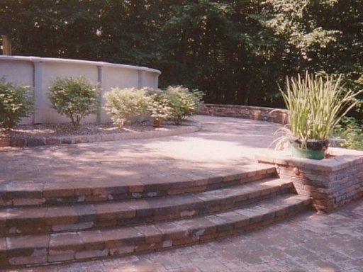 Paving Stone walkway and patio around above ground pool