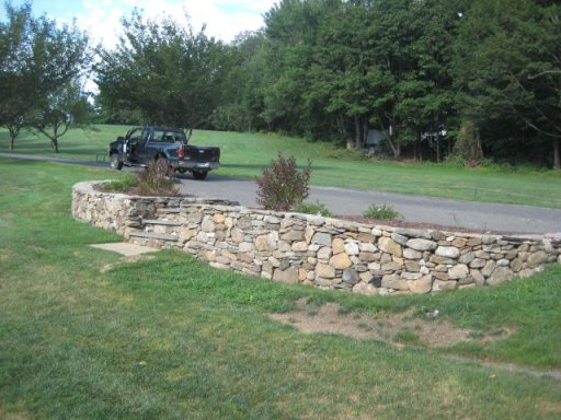 Natural Stone Wall with steps and garden features