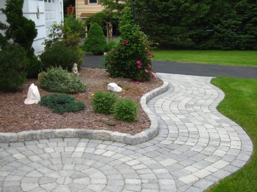 White stone walkway with circular feature