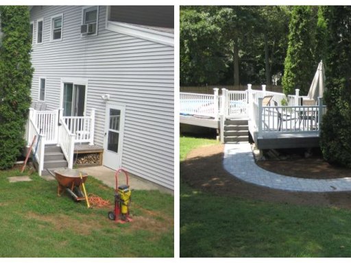 Shaped walkway from deck to pool